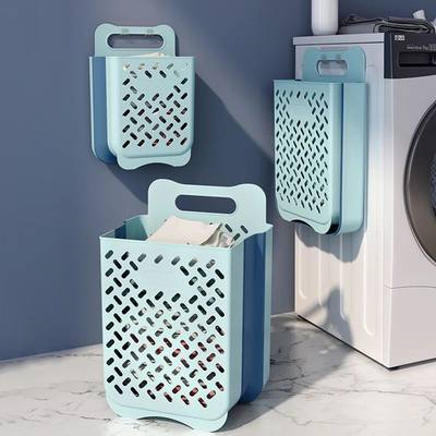 Folding Bathroom Laundry Basket Wall-mounted Dirty Clothes S