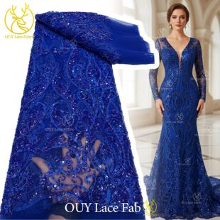 Beaded Lace Fabric 2026 Royal Blue Nigerian French Embroider