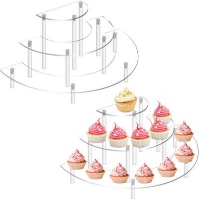 1 Set Acrylic Display Risers 3 Tier Half Moon Shape Food Cle