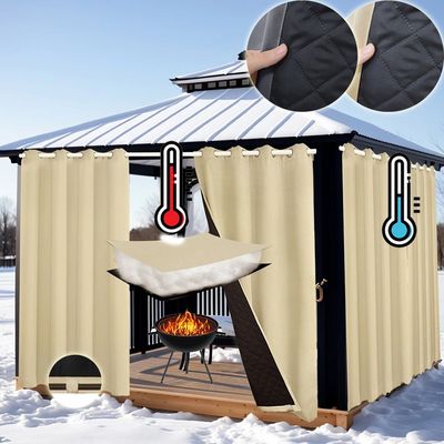 Thick Blackout Curta Drapes Thermal Patio Waterproof Outdoor