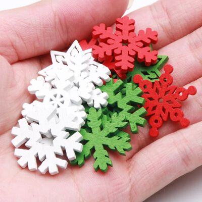 50pcs Mixed Wooden Christmas Snowflake Scrapbooking For Chri