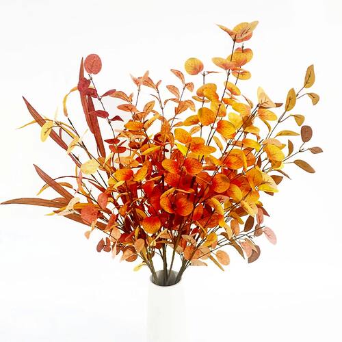 2Pcs Fall Eucalyptus Artificiall Plants Leaves Picks Fake Fl