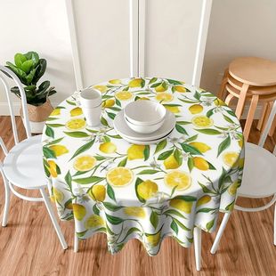 Tablecloth Waterproof Lemon Wrinkle 1pc Anti 152.4 Round