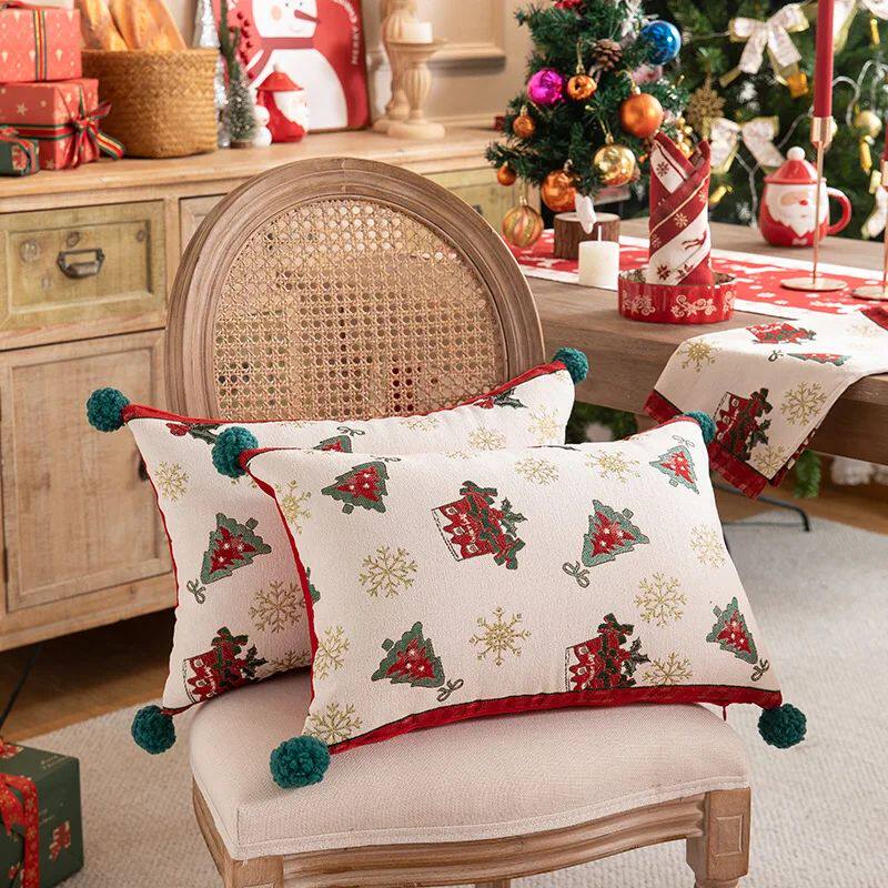 Christmas Embroidery Elk Snowflake Pillow Case Sofa Cushion图片