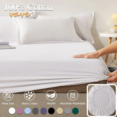 100% Cotton Fitted Sheet with Elastic Bands Non Slip Mattres