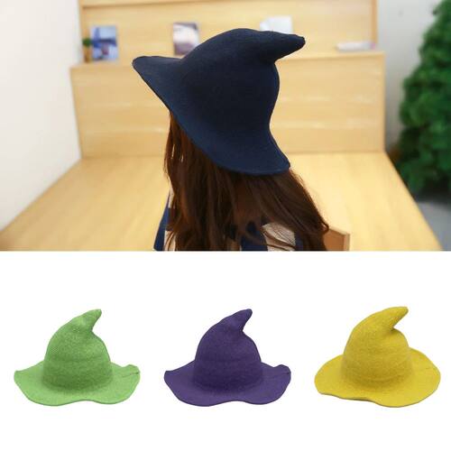 New Modern Knit Wool Wizard Hat Cap For Halloween Party Cost