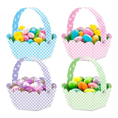 8 Easter primary color portable baskets bunny eggs chicks, p