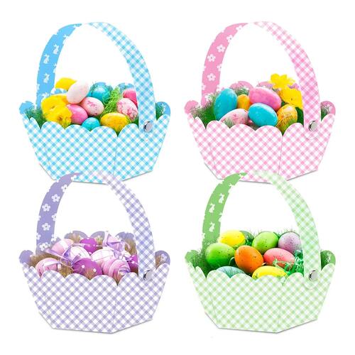 Easter primary color portable baskets bunny eggs chicks, p