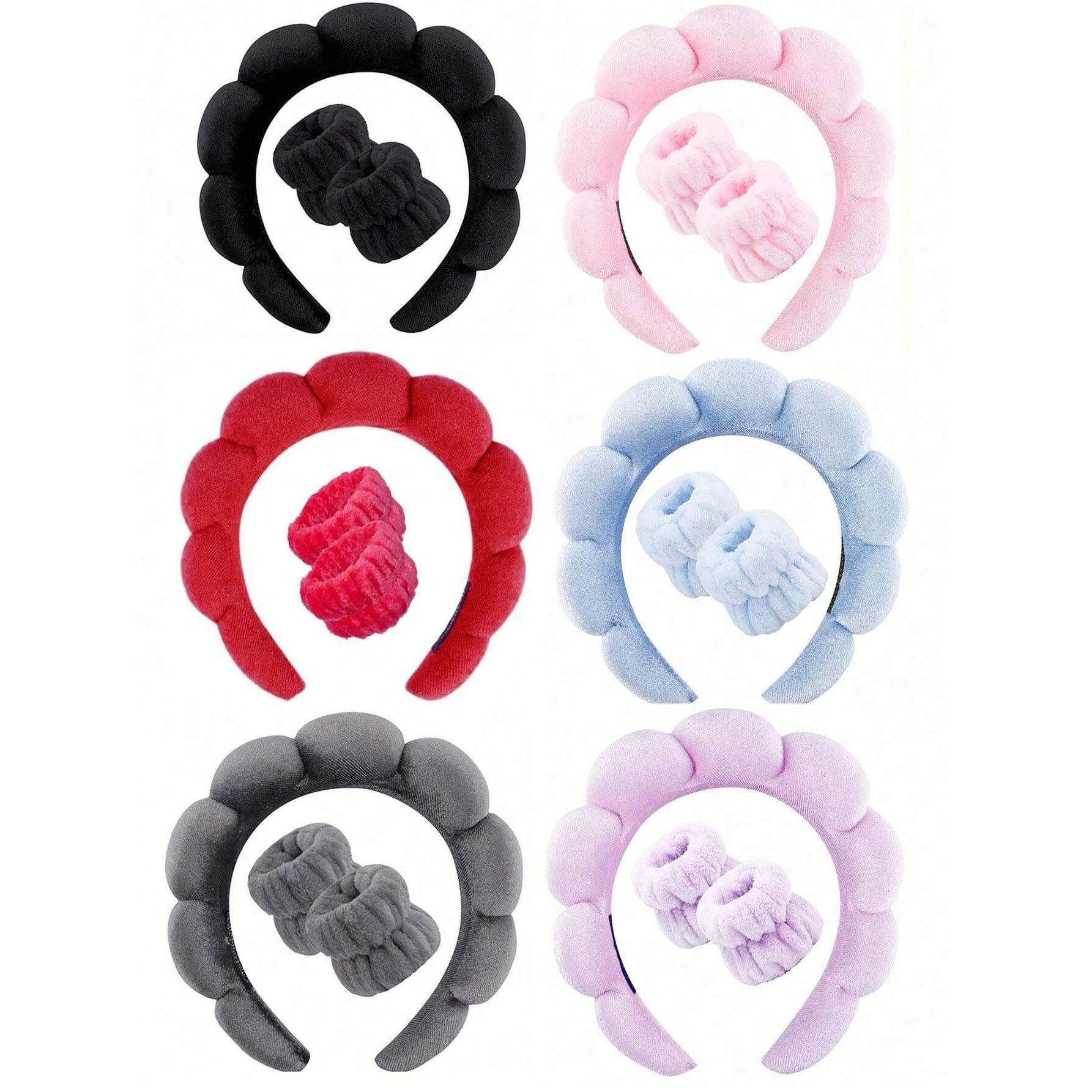 3 Piece Luxury Fiber Spa Headband and Wristband Set - Soft a