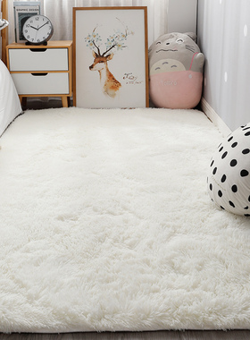 Nordic  bedroom small carpet white plush bedside rug living
