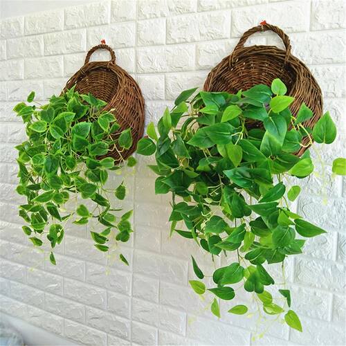 Flower Planter Wall Hanging Wicker Rattam Basket Garden Vine