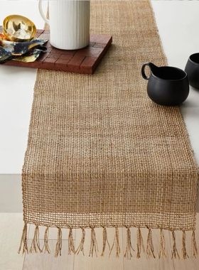 Natural Jute Tablerunner Tassel for Christmas Home Table Dec