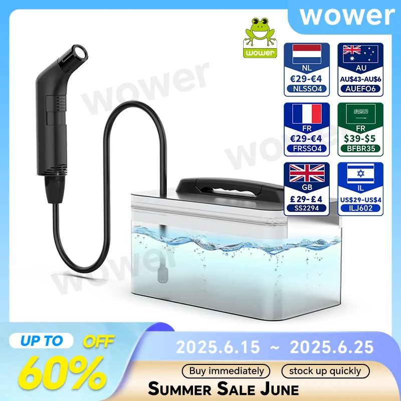Wower 2.3L Portable Bidet for Men/Women Electric Shattaf Tra