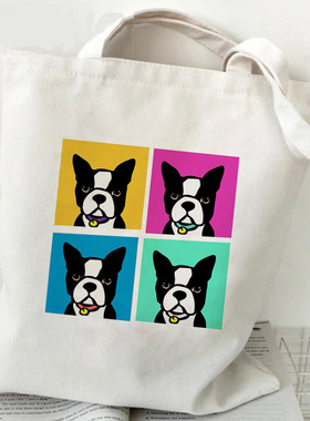 French Bulldog Printed Canvas Bag Shoulder BagPortable Shopp