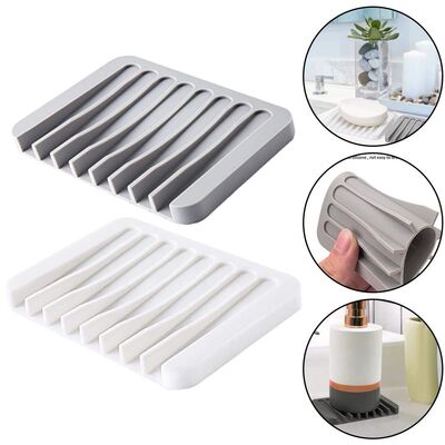 1/2 Pcs High Quality Silicone Self Draining Soap Dishes Inno