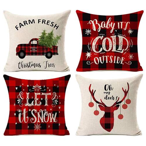 Christmas Pillow Covers Christmas Buffalo Plaid Farmhouse Th