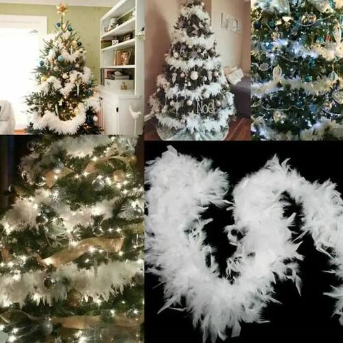 2m Natural Feather Boa Strip Xmas Ribbon Party Garland Decor