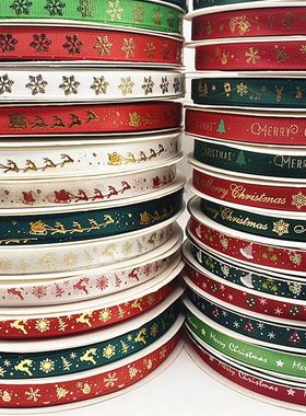 5yards/Lot 10mm Christmas Ribbon Printed Christmas Grosgrain