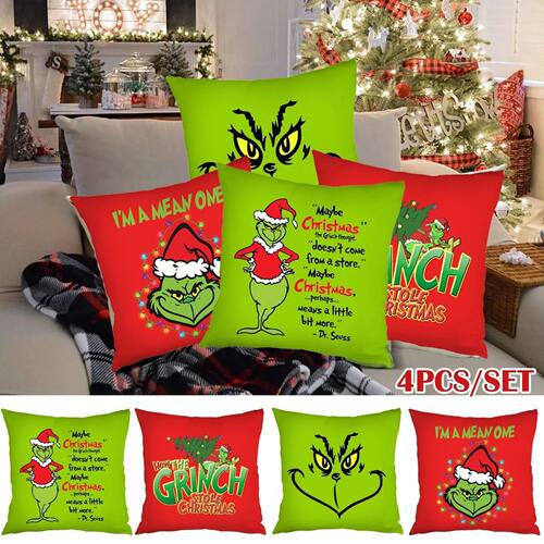 4pcs Christmas Pillow Covers 18x18 Inch Pillowcases Christma