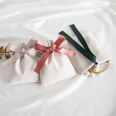 10Pcs 7x9cm 10x12cm 12x15cm 15x20cm Beige Velvet Bag Jewelry