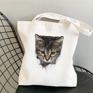 Print Cute Canvas Bag StudentPortabl Shoulder Cat