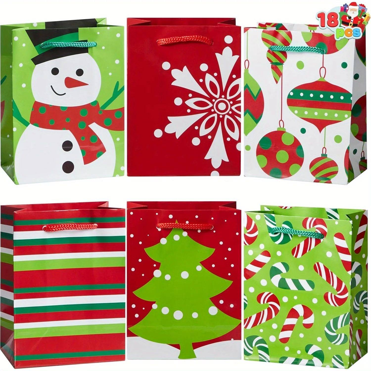 18 PCS Christmas Present Bags Holiday Goody Gift Treat Candy