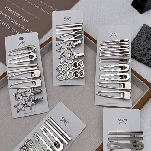 Sliver Metal Hair Clips Women GirlsDuckbill Hairpin Personal