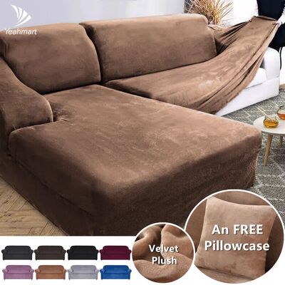 Velvet Sofa Cover Thick Elastic 1/2/3/4 Seater Sofa Cover fo