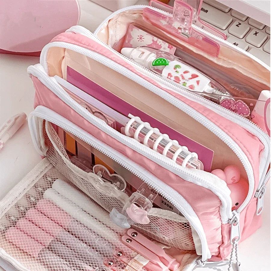 Kawaii Pencil Case 3 Layers Cute Pen Bag Large Capacity Orga