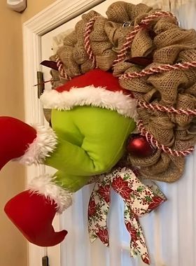 17.72inch Christmas Thief Wreath，Christmas Elf Leg Wreath，