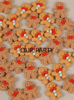 20Pcs Gingerbread Man Resin Flatback Cabochon Figurine Scrap
