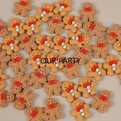 20Pcs Gingerbread Man Resin Flatback Cabochon Figurine Scrap