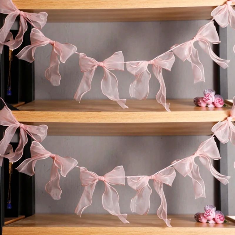 Pink Bowknot Banner Hanging Pendant Garlands For Girls Princ