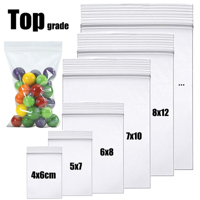100pcs Clear Zip Lock Bags Thick Ziplock Plastic Small packi