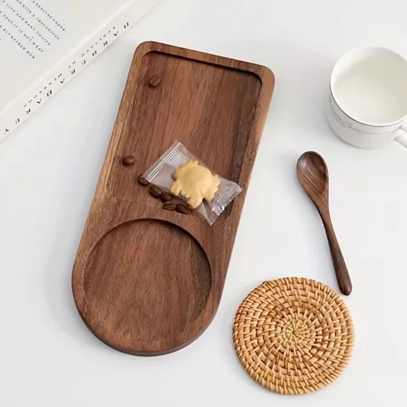 Coffee Tray Wood Plate Breakfast Tray For Serving Food Hospi图片