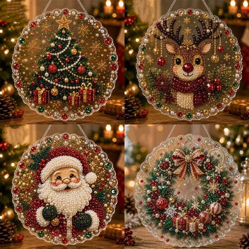 Christmas Pearl Diamond Painting Suncatcher Kit Diy Craft Me
