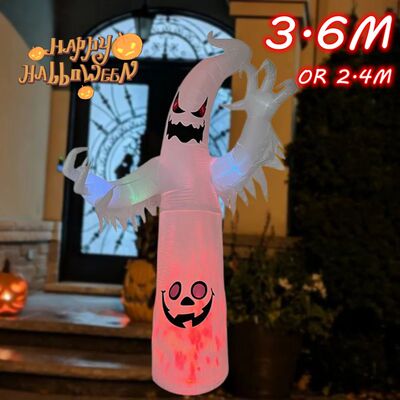 2.4M/3.6M Halloween Inflation Flame White Ghost Built-in LED