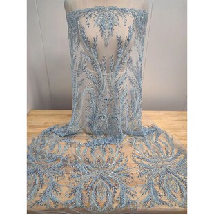 10 Colors Heavy Beaded Lace Fabric with Center Motif Intrica