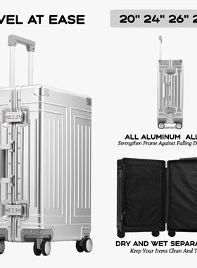 Capacity Durable Luggage Sets 100% Aluminum Suitcase Wheels