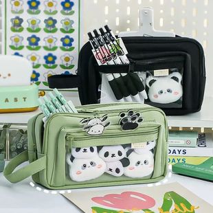 Case with Transparent Multi Pocket Pencil Front Desi Layered