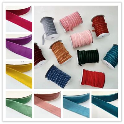 5yards 6mm-38mm Colour Single Face Line Polyester  Velvet Ri