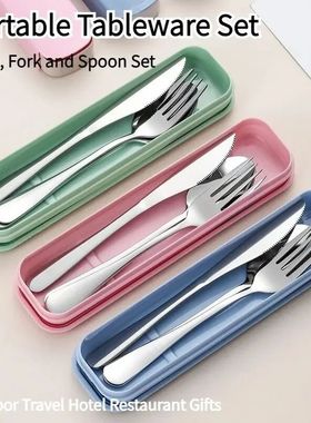 3pcs 410 Stainless Steel Portable Cutlery Set Mirror Polishe
