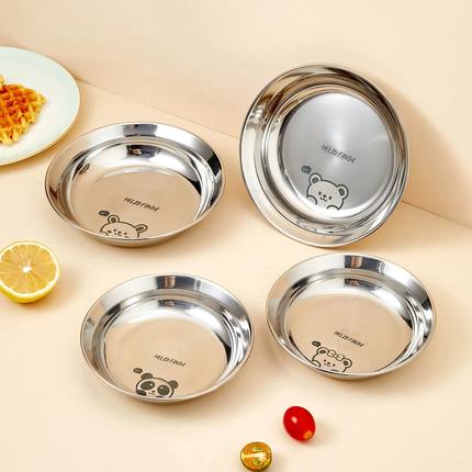 304 Stainless Steel Round Plate Camping Dish Rust-Proof Stac