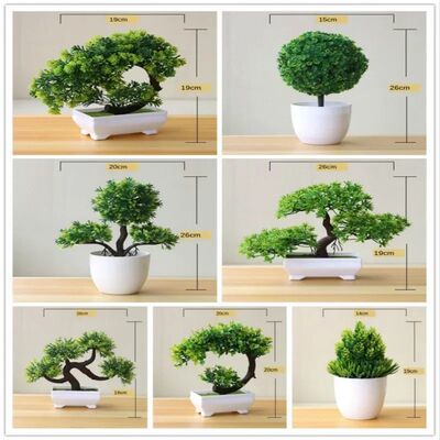 Artificial Plants Potted Bonsai Green Small Tree Plants Fake