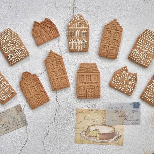 4Pcs 3D Christmas Gingerbread House Pattern Cookie Cutter Ha