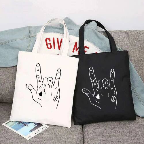 BTS Jungkook Canvas Tote Bag Army Merch Fabric Bags Women Bl
