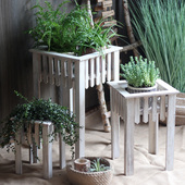 木质花架落地组合收纳置物架花器花盆阳台花园角落装 饰杂货复古