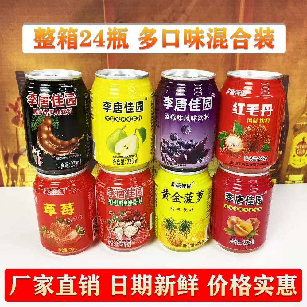 多口味果味风味饮料酸角蓝莓草莓整箱批发24瓶罐装小吃外卖酒席