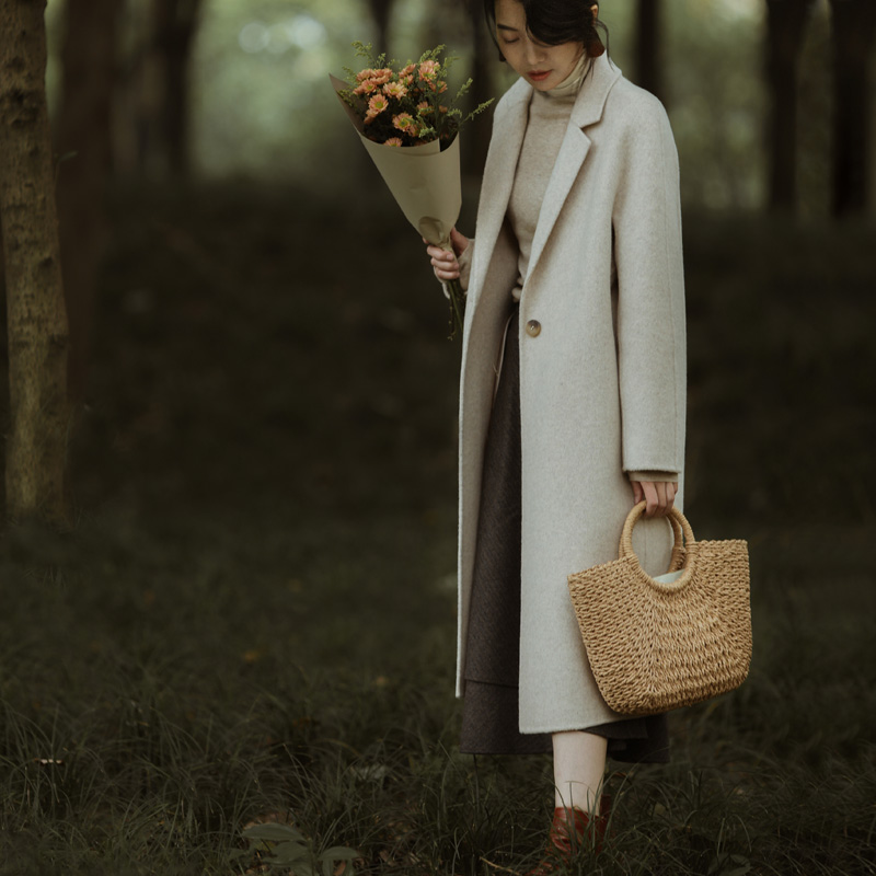 中长款纯羊毛双面呢大衣高级感