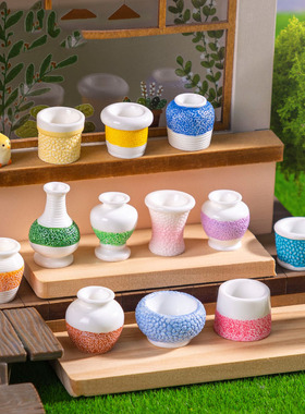微景观创意简约多彩花瓶盆栽娃娃屋 DIY装饰品迷你桌面树脂小摆件